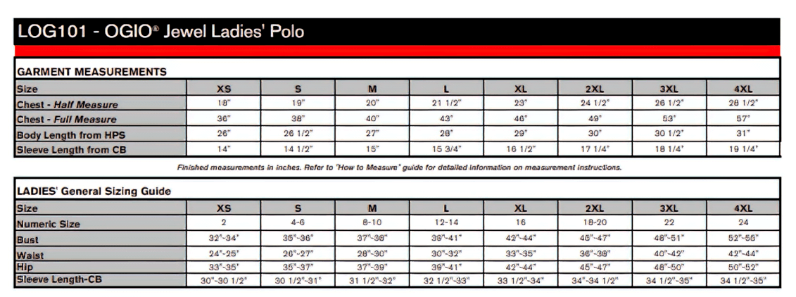 Sizing Chart